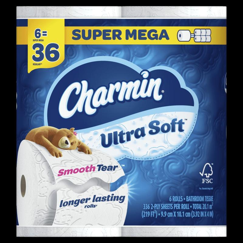 Charmin Ultra Soft Toilet Paper 6 Mega XL Rolls, 336 Sheets Per Roll