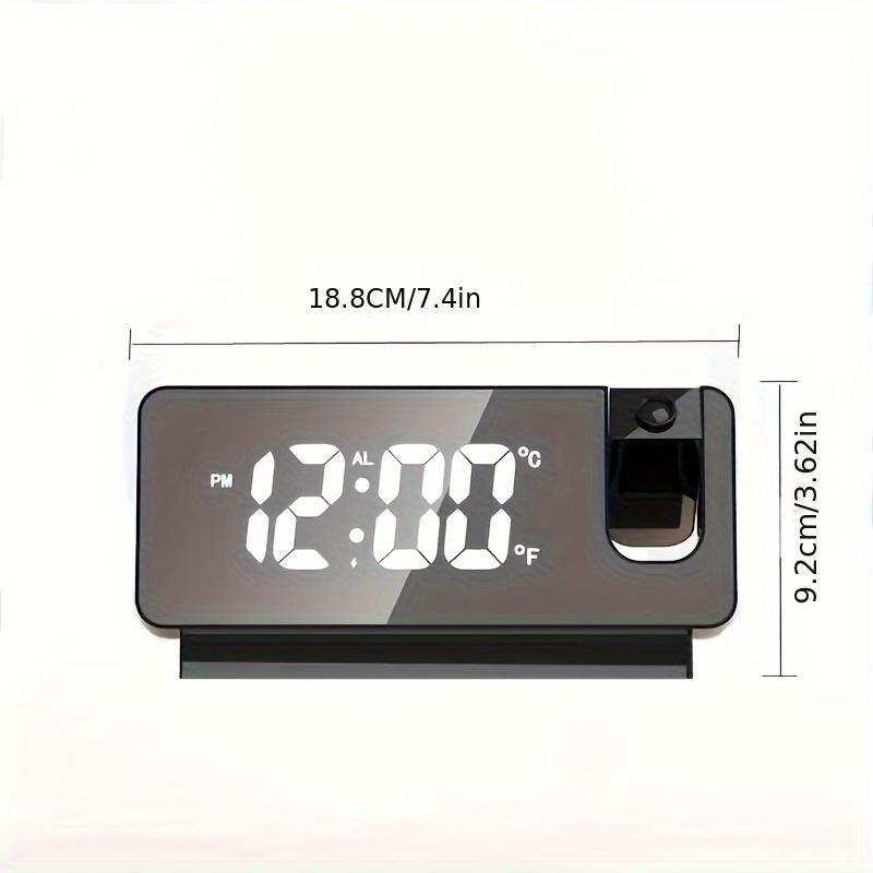 1pc Projection Alarm Clock, Digital Wall Clock, Bedroom Digital Clock for Heavy Sleepers, 180° Projector Dimmer USB Plug Bedroom Ceiling Projection Clock 2024 New