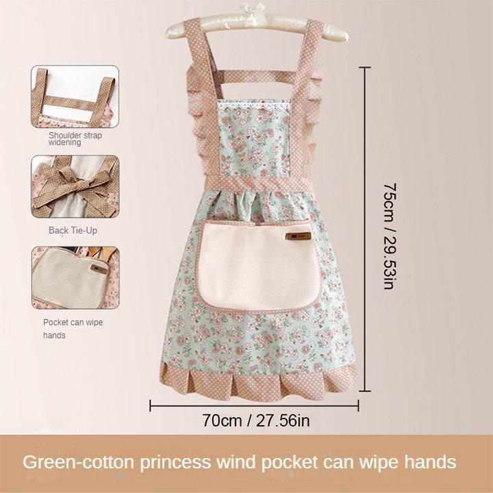 Cotton Floral Princess Apron Women's High-Grade Household Waterproof and Oil-Proof Bib Cute Hand-Wiping Skirt Wholesale egg apron birthday gift Flower