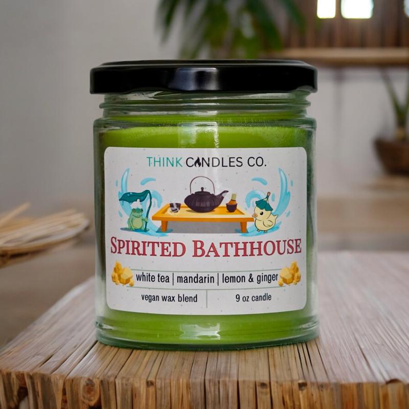 Spirited Bath House Candle | Hand Poured Vegan Wax Blend Candle | 9 oz, 4 oz, 2 oz Snap Bar