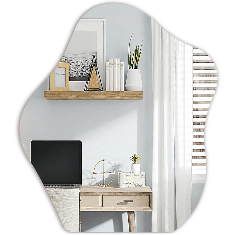 WOOD WORTH Bathroom Wall Mirror,Frameless Wall Mounted Mirror,Cloud Irregular Wall Decor Mirror for Home Bedroom Mirror Living Room Office Hallway Decoration (23x27 Inches)