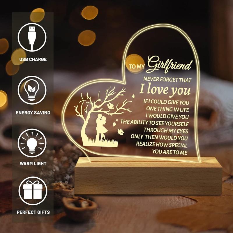 Christmas Gift for Girlfriend, to My Girlfriend Acrylic Engraved 15 * 19CM Presents, Birthday Anniversary Christmas Valentines Day Gifts for Girlfriend