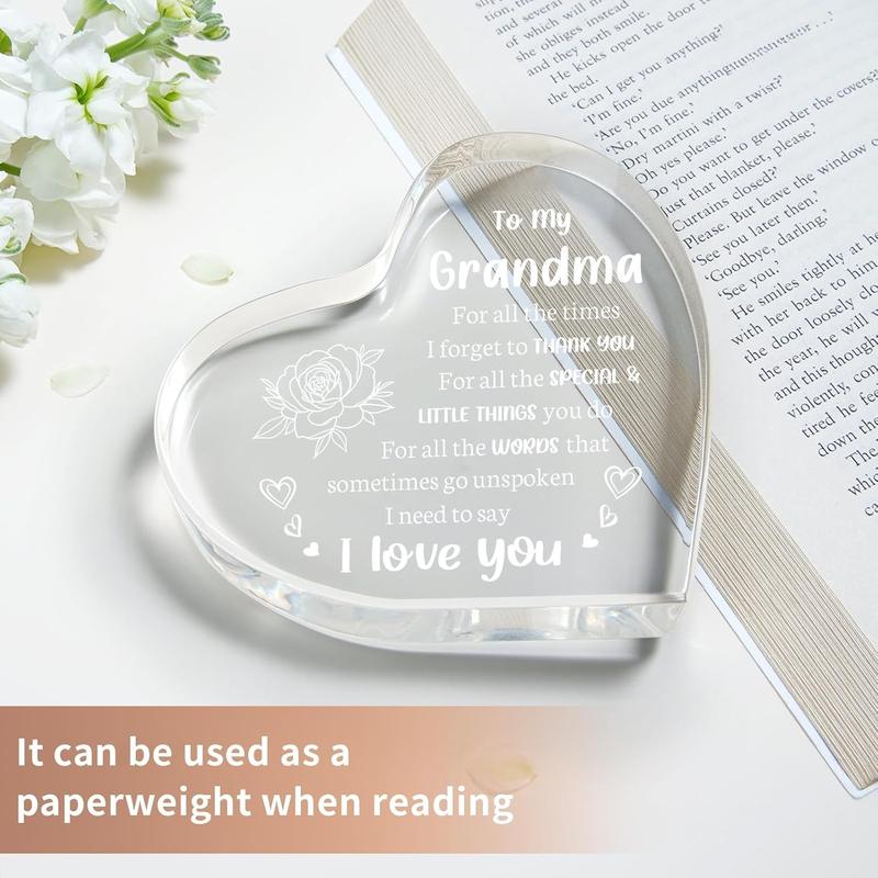 Gifts for Grandma, Grandma Christmas Gifts -  Keepsake 3.9x3.9 Inch -  Grandma Gifts from Grandkids, Valentines Day Birthday Gifts for Grandma Grandmother Gift Ideas