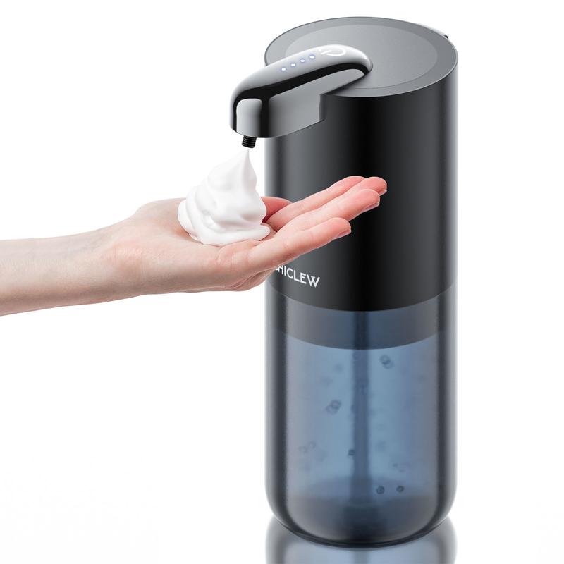 Automatic Foam Soap Dispenser 400ML, Rechargeable Liquid Hand Soap Dispenser Touchless with 4 Adjustable Levels, Motion Sensor W Waterproof Bottle