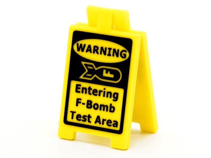 Entering F-Bomb Test Area Novelty Sign | Joke Desk Sign With Locking Hinge, Double Sided funny sign