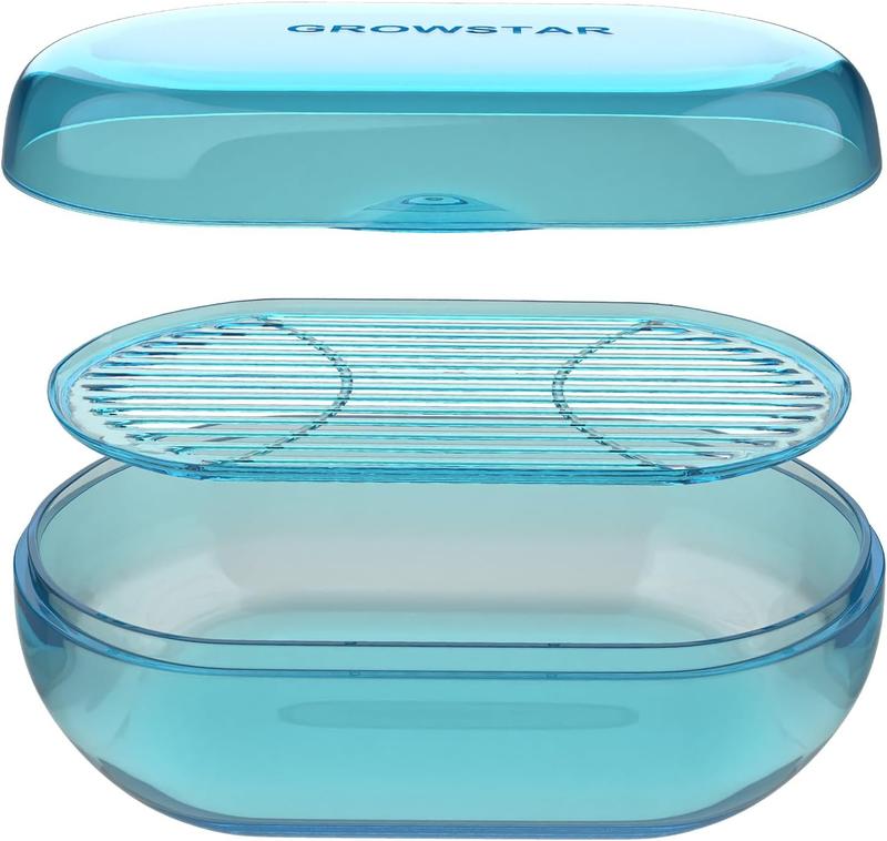 Clear-Blue Soap Holder, Travel Soap Container, Portable Soap Dish with Lid, Leakproof Soap Box for Bar Soap, Soap Bar Holder, Soap Case for Camping, Outdoor, Bathroom, Hiking Traveling