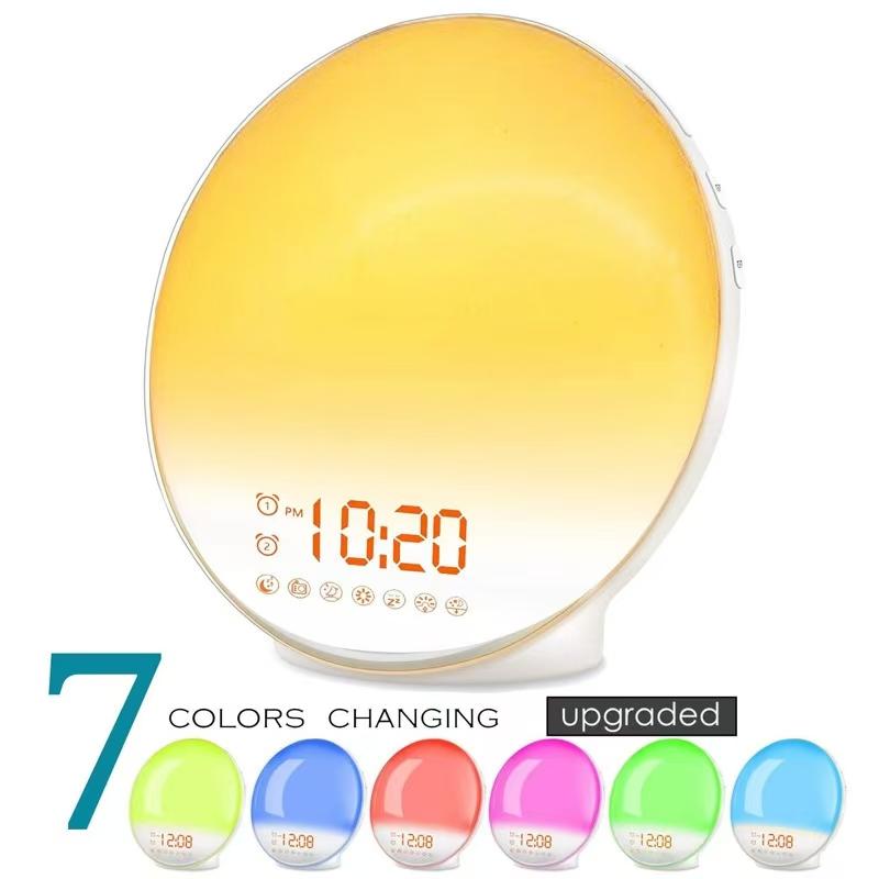 Sunrise Clocks , Wake Up Light with Sunrise Simulation,Snooze&Sleep Aid,Colors Night Light Decor set alarm clock sunrise alarm Glow-in-the-Dark