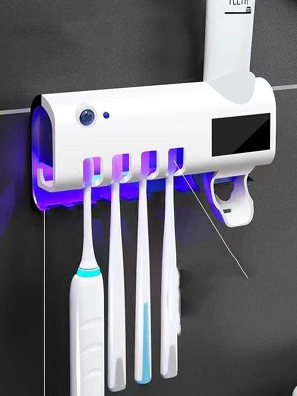 Smart UV Light Sterilizer Automatic Toothpaste Dispenser & Toothbrush Holder, Ultraviolet Light Wall Mount Toothbrush Sterilizer, Bathroom Supplies, Home Supplies Accessory - Waterproof bitva e toothbrush holder sanitizer  case