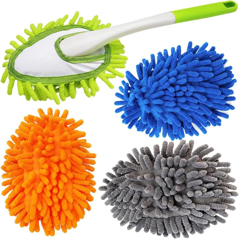 Microfiber  Duster,13 Inch Length, with 4 count Washable Duster Cloth,  Duster,  for Cleaning Windows, Tables, ,Furniture, Keyboards, Fans, Screens,Mirrors