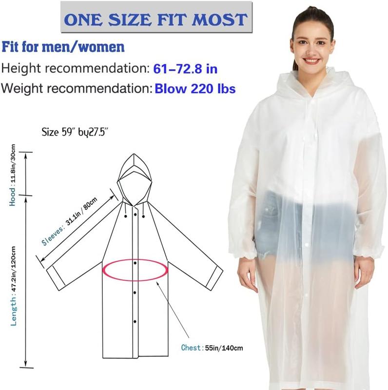 2 Pack Waterproof Rain Ponchosfor Adults-Reusable Emergency Raincoats with Hoodand Drawstring -LightweightPonchos