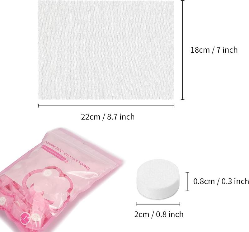 Compressed Towel 100 PCS Mini Tablets Disposable Portable Face Towel Cotton Coin Tissue for Travel, Camping, Hiking, Sport, Beauty Salon, Home Hand Wipes and Other Outdoor Activities Pink Kitchen Lightweight