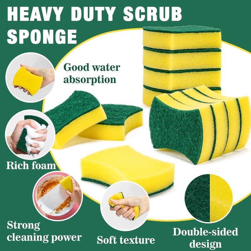 18PCS Heavy Duty Scrub Sponge - Dish Scrubber Sponge Non Scratch Double Sided Reusable