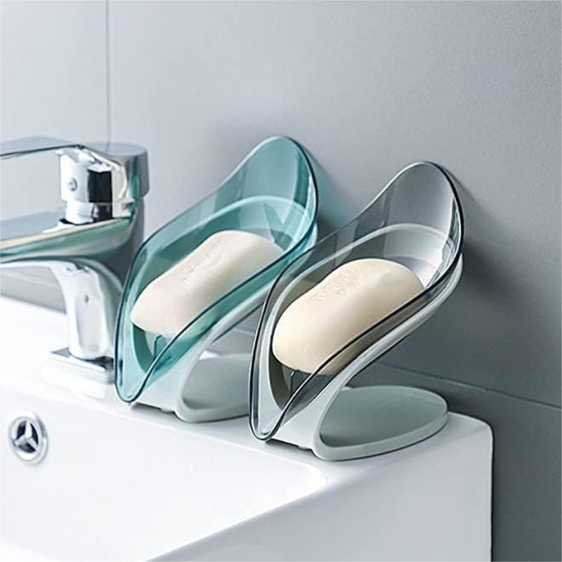 Soap Tray Holder, 2pcs Self-draining Leaf-shaped Soap Bar Holder, Bathroom Accessories Modern Simple Durable Soap Storage Rack for Bathroom Kitchen Sink, Bathroom Supplies