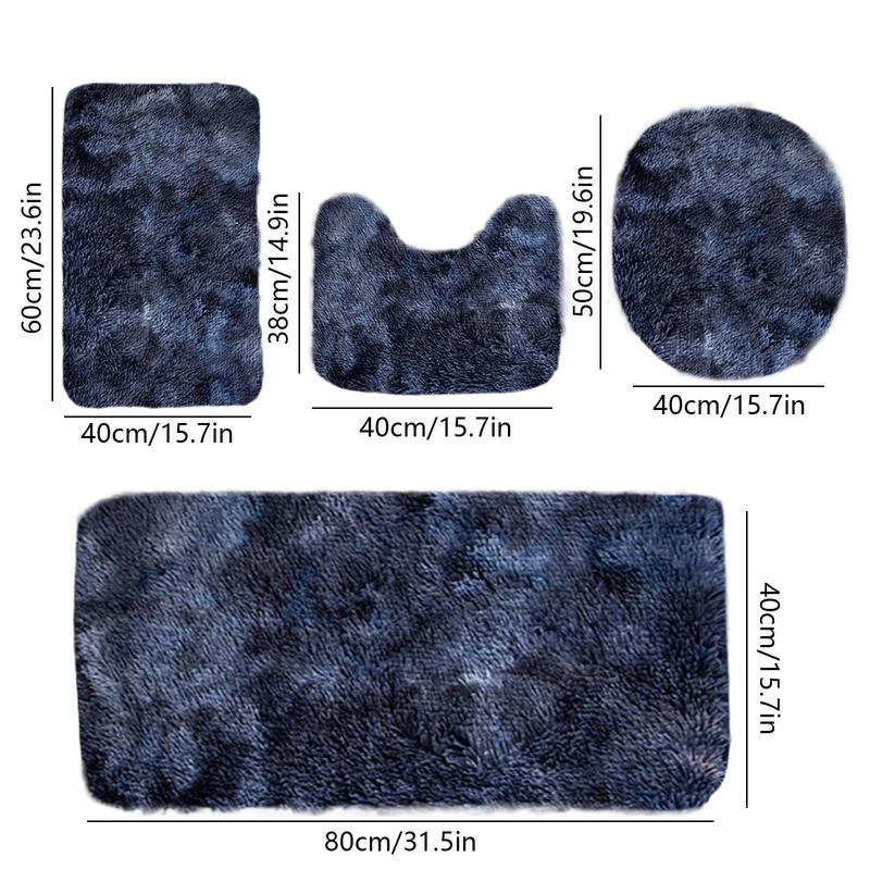 Bathroom Rugs Sets 4 Piece with Toilet Cover, Absorbent Microfiber Bath Mats for Bathroom,Non Slip Bathroom Rugs Washable with U-Shaped Contour Toilet Mat for for Bathtub, Shower Christmas gifts area rug