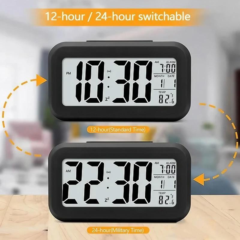 Alarm Clock, 1 Count Battery Powered Desktop Clock with Night Light, Creative Temperature Display Clock, Home Decor Supplies, Batteries Not Included