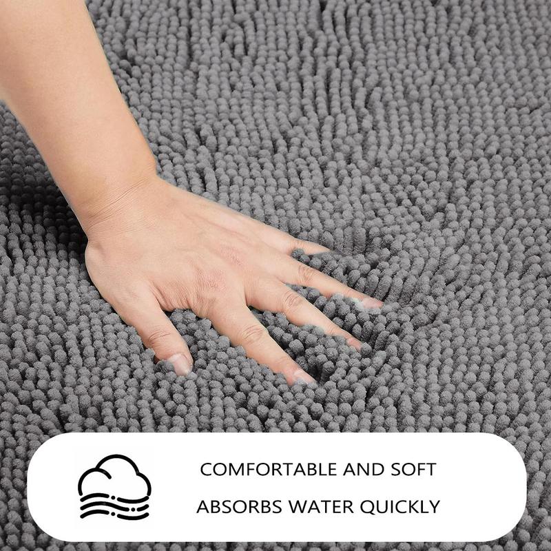 Room Decor Solid Color Plush Bath Mat, Non-slip Soft Plain Design Home Decor Entrance Rug, Water Absorbent Bathroom Mat, Bathroom Accessories, Home Decor