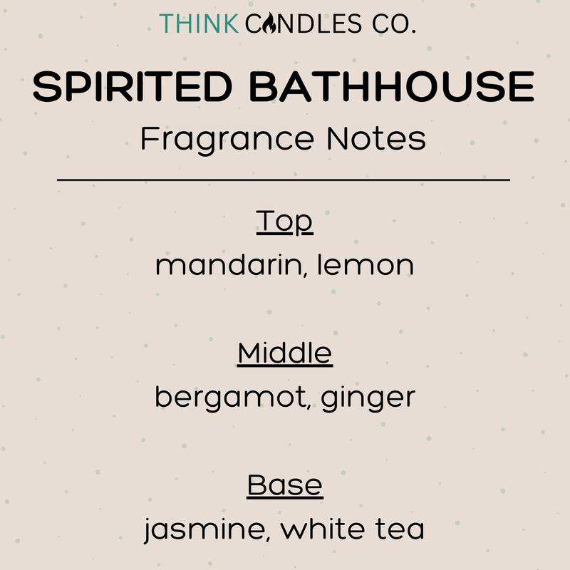 Spirited Bath House Candle | Hand Poured Vegan Wax Blend Candle | 9 oz, 4 oz, 2 oz Snap Bar