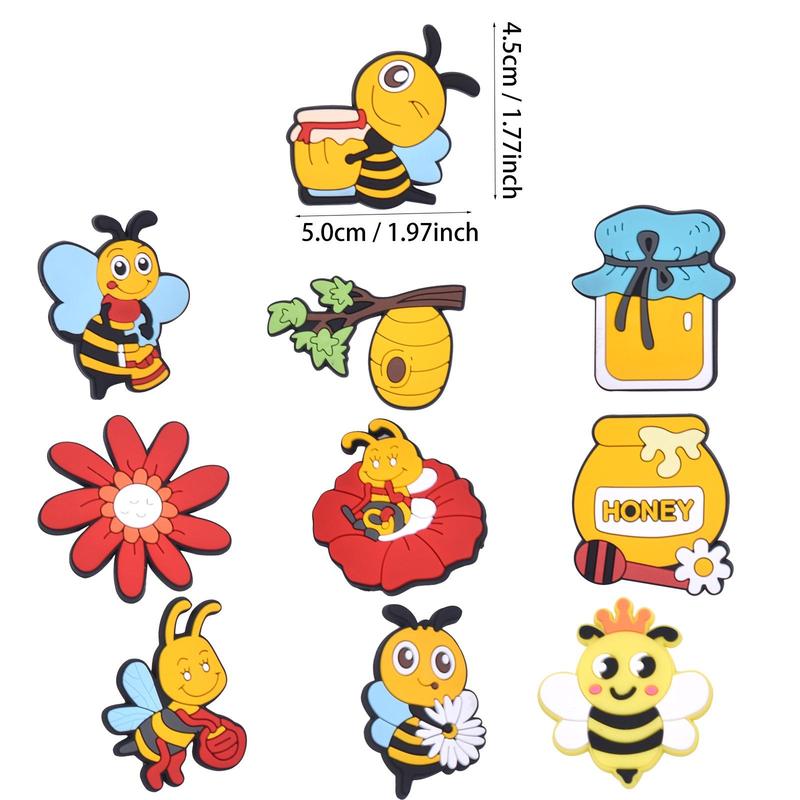 Cute Bee Themed Refrigerator Magnet, 10pcs set Cartoon Bee & Honeycomb & Honey Jar Design Fridge Magnet, Home Decor for Kitchen & Office