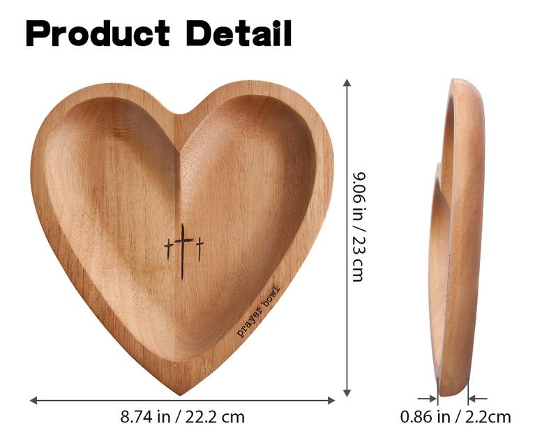 [Exquisite] Lightweight Wooden Prayer Bowl - Vintage Style, Heart - Shaped, for Bedroom & Living Room Decoration