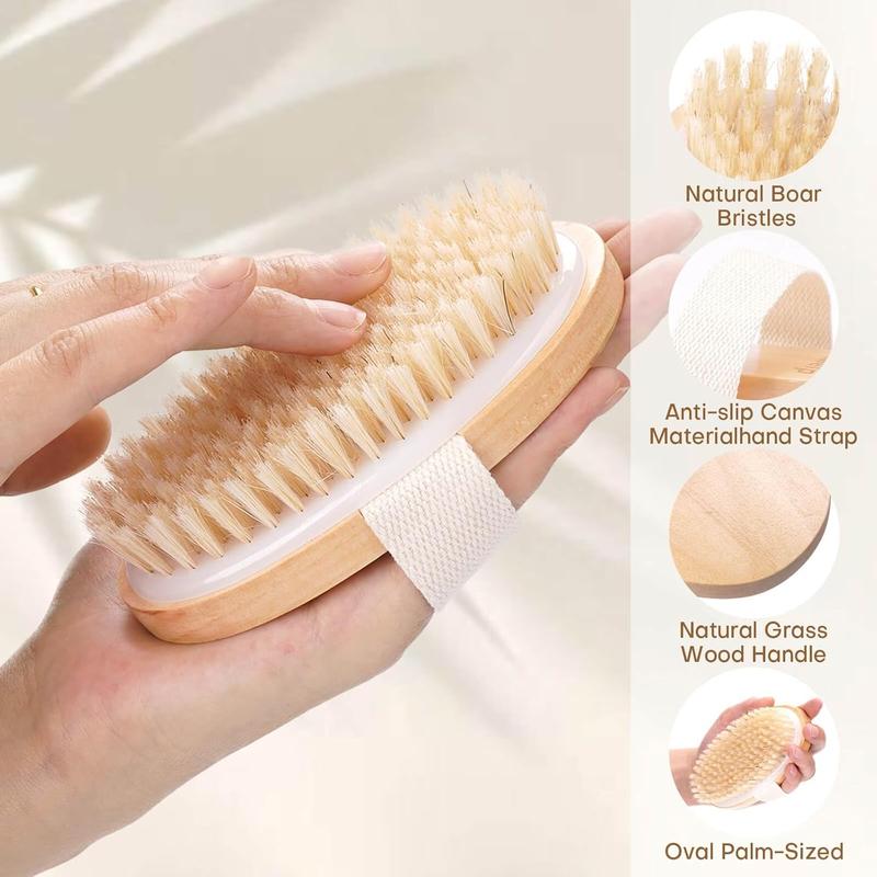 2 Pack Dry Brushing Body Brush,  Bristle Dry Brush,  Body Brush for Lymphatic Drainage, Cellulite Brush for Full Body, Improving Skin  and Reduces