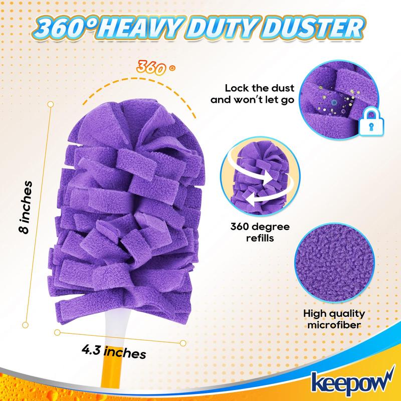 KEEPOW Reusable Duster Refill Compatible with Swiffer 360 Degree Dusters Refills for Cleaning 4 Pack (Handle is Not Included)