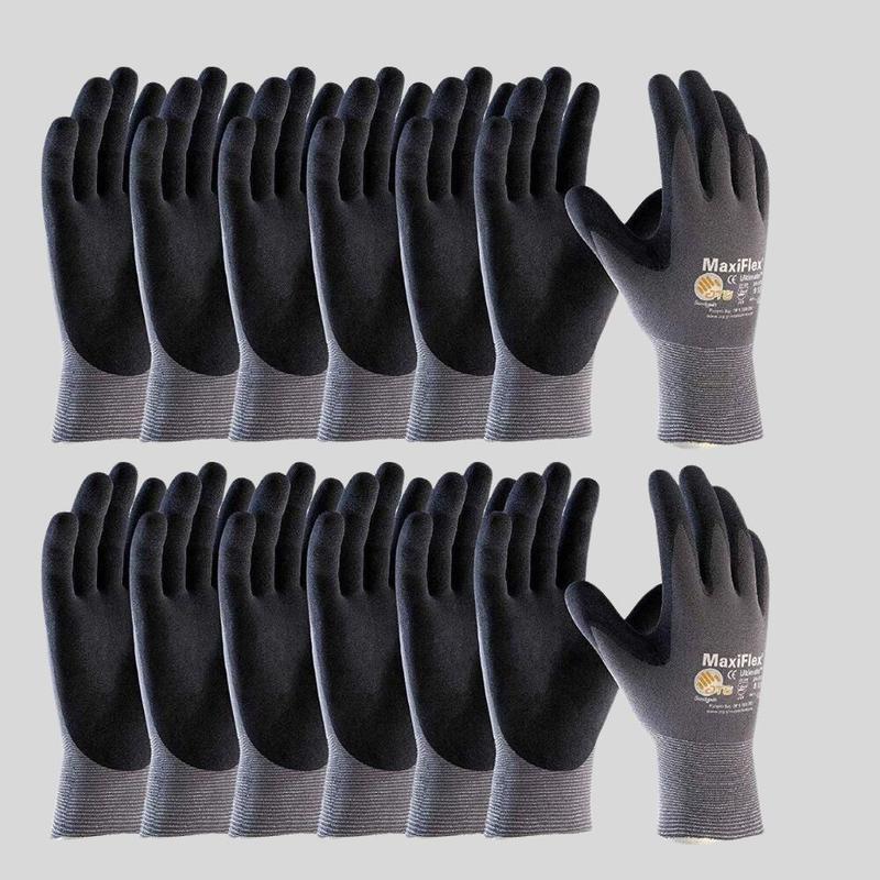 Pack of 12 Ideal for Precision Work | MaxiFlex Ultimate Foam Nitrile Palm Coated Gloves - Enhanced Grip & Snug Fit for Smooth Cleaning Hand Protection