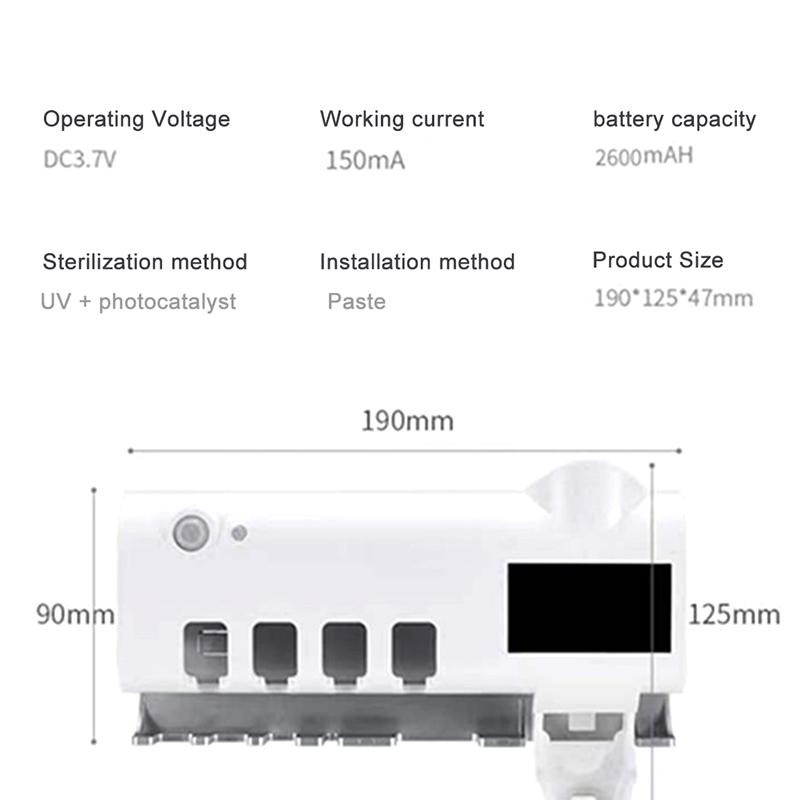 Smart UV Light Sterilizer Automatic Toothpaste Dispenser & Toothbrush Holder, Ultraviolet Light Wall Mount Toothbrush Sterilizer, Bathroom Supplies, Home Supplies Accessory - Waterproof bitva e toothbrush holder sanitizer  case