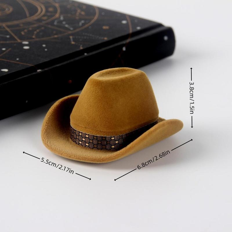 Cowboy Hat Design  Ring Storage Box, 2 Counts Creative Flannelette Jewelry Box, Portable Jewelry Organizer for Home Office Outdoor Travel