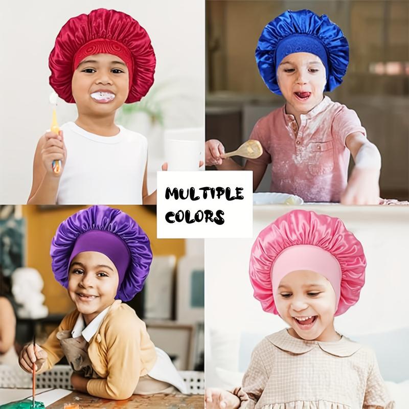 H A C Satin Bonnet for Girls - Elegant Wide Brim Sleep & Shower Cap