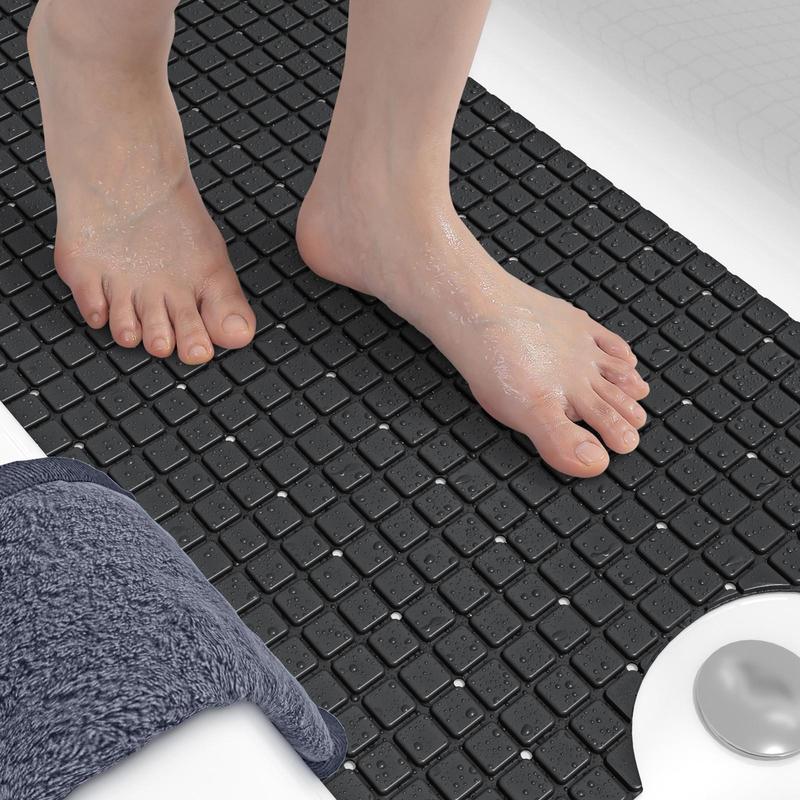 Bathroom Shower Mat, Non-slip Shower Mat with Drain Hole & Suction Cup, Soft Massage Bath Mat, Household Bathroom Shower Carpet, Bath Accessories, Home Supplies