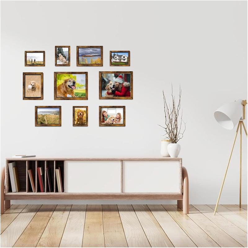 Gallery Wall Frame Set, Picture Frames Collage Wall Decor 10 Pcs, Picture Frame Set for Wall Mounting or Tabletop Display, Multi Sizes Including 8x10, 5x7, 4x6 Family Photo Frames