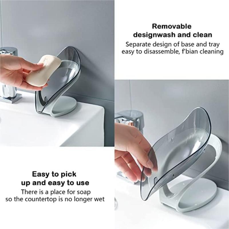 Soap Tray Holder, 2pcs Self-draining Leaf-shaped Soap Bar Holder, Bathroom Accessories Modern Simple Durable Soap Storage Rack for Bathroom Kitchen Sink, Bathroom Supplies