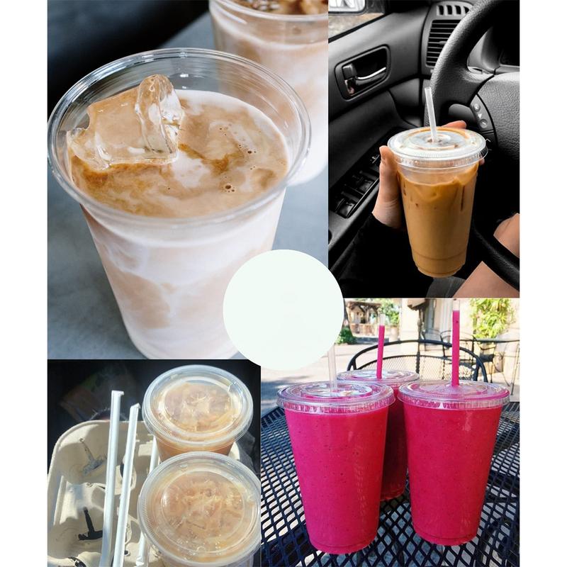 25 Pcs 20 oz Plastic Cups, with Lids and Straws. Disposable Clear Plastic Cups, Suitable for Iced Coffee, Smoothie, Milkshake and Cold Drinks. Pack