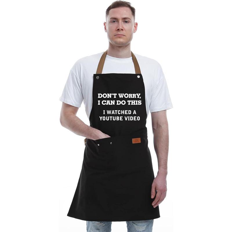 Father's Day Gifts for Dad, Gifts for Husband, Boyfriend, Brother, Men Unique Birthday Gifts, Funny Gifts for Mom, Dad Gifts From Daughter Son – BBQ Cooking Chef Apron 3 Pockets, Kitchen Gifts Christmas Accessory Christmas Accessory Adjustable Baking Cott