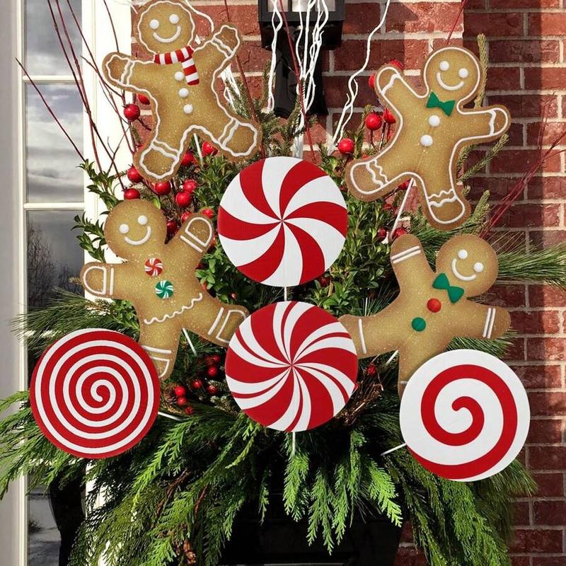 12pcs Indoor Christmas Decorations Pick A Tree - Large Red And White Peppermint Lollipop Pick A Tree Pick A Tree Pick A Christmas Decoration, Cute Candy Pick A Flower Decoration For Home Office Christmas Party Vase Decoration.