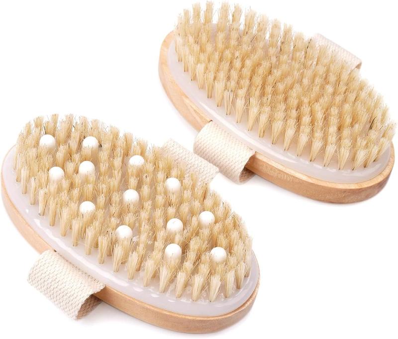 2 Pack Dry Brushing Body Brush,  Bristle Dry Brush,  Body Brush for Lymphatic Drainage, Cellulite Brush for Full Body, Improving Skin  and Reduces