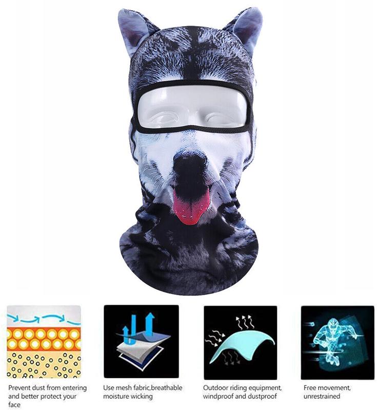 3D Stand Ears Animal Balaclava Ski Face Mask for Music Festivals Halloween Party