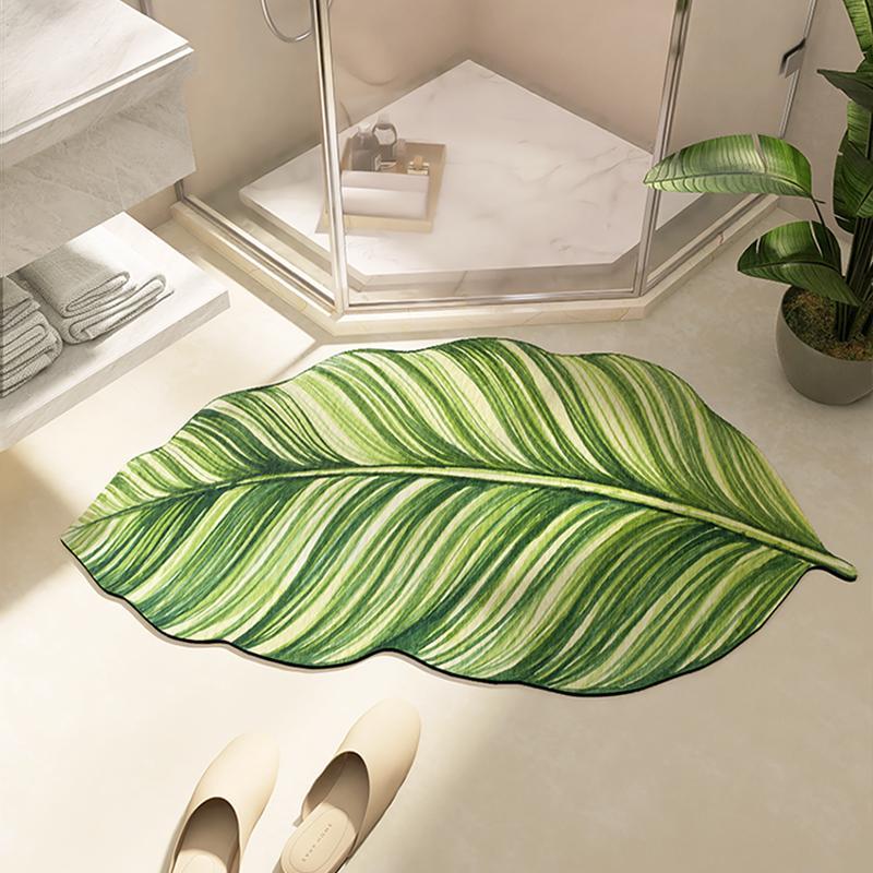 Leaf Shaped Bathroom Mat, 1 Count Creative Non-slip Home Floor Mat, Water Absorbent Bathroom Rug, Household Bath Mat