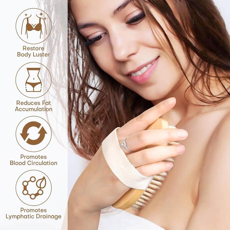 2 Pack Dry Brushing Body Brush,  Bristle Dry Brush,  Body Brush for Lymphatic Drainage, Cellulite Brush for Full Body, Improving Skin  and Reduces