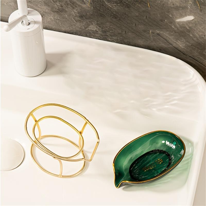 Countertop Soap Dish With Stand, 1 Count Leaf Shaped Soap Bar Holder, Soap Drain Storage Rack For Home Kitchen Bathroom