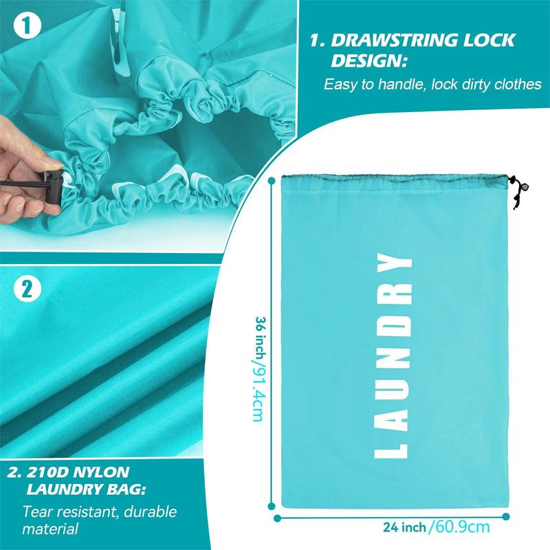 Random Color Drawstring Laundry Bag, 2 Counts Large Capacity Travel Wash Bag, Household Laundry Bag for Home & Outdoor Camping