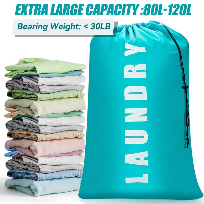 Random Color Drawstring Laundry Bag, 2 Counts Large Capacity Travel Wash Bag, Household Laundry Bag for Home & Outdoor Camping