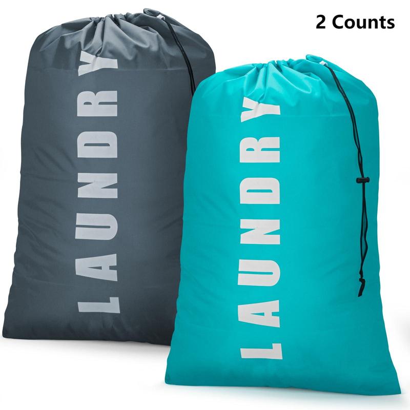 Random Color Drawstring Laundry Bag, 2 Counts Large Capacity Travel Wash Bag, Household Laundry Bag for Home & Outdoor Camping