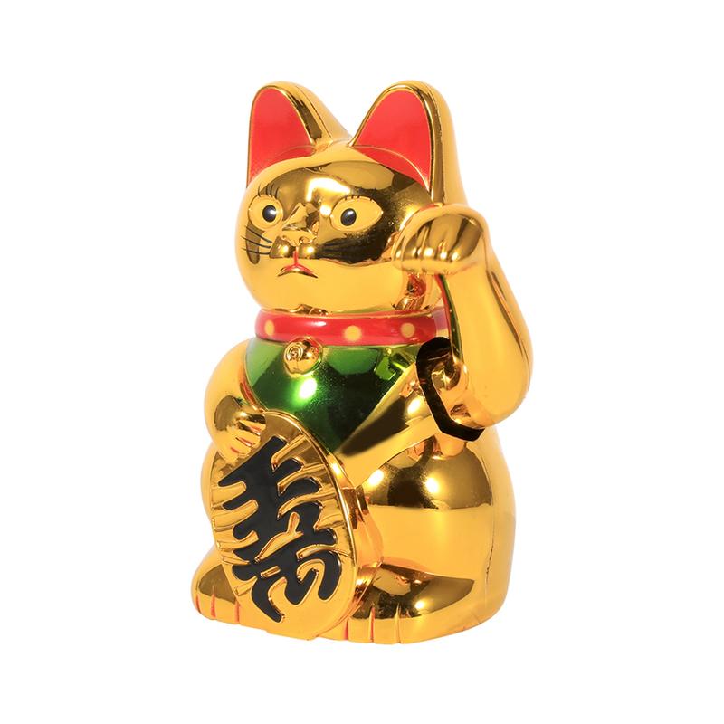 Large Gold Waving Hand Paw Up Wealth Prosperity Welcoming Cat Good Luck Feng Shui Decoration