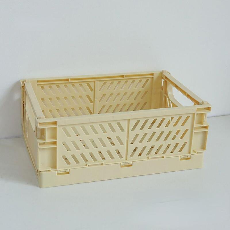 Solid Color Hollow Out Folding Storage Basket, 1 Count Foldable Desktop Storage Container, Desk Organizer for Home Office School Student