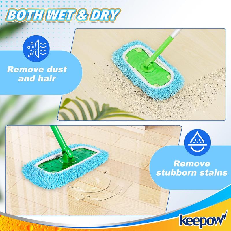 KEEPOW Reusable & Washable Cloths for Swiffer Sweeper Microfiber Mop Pads (Mop is Not Included)