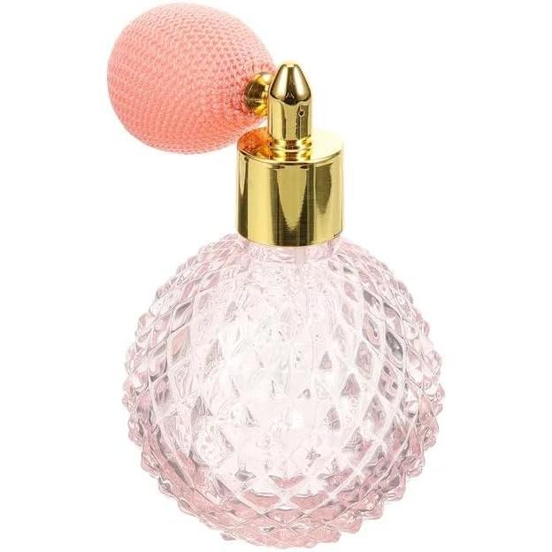 1 count 100ml Vintage Perfume Bottle Short Spray Atomizer Refillable Empty Glass (Pink)