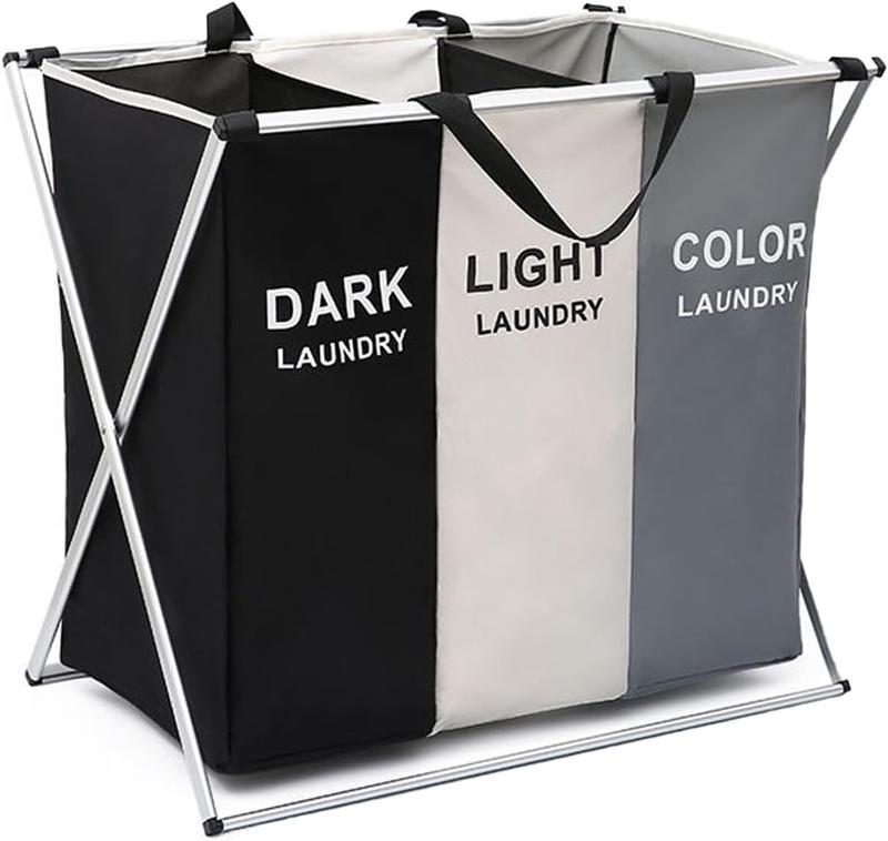 Large 3 Section  ,180L   Hamper, Tall Clothes Hamper with Handles for Clothes Toys in the Dorm & Family Closet Storage and Organizer,Thanksgiving, ChristmasGifts.     sorter  hamper large laundry section laundry double  hamper Large