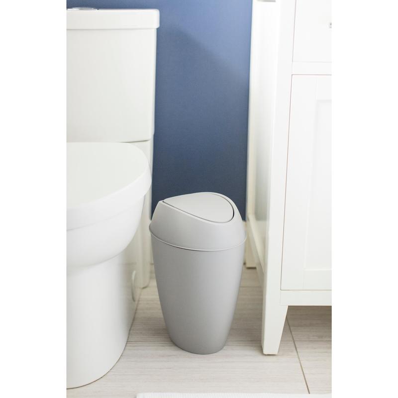 Umbra Twirla Trash Can - Small Wastebasket with Swing-Top Lid