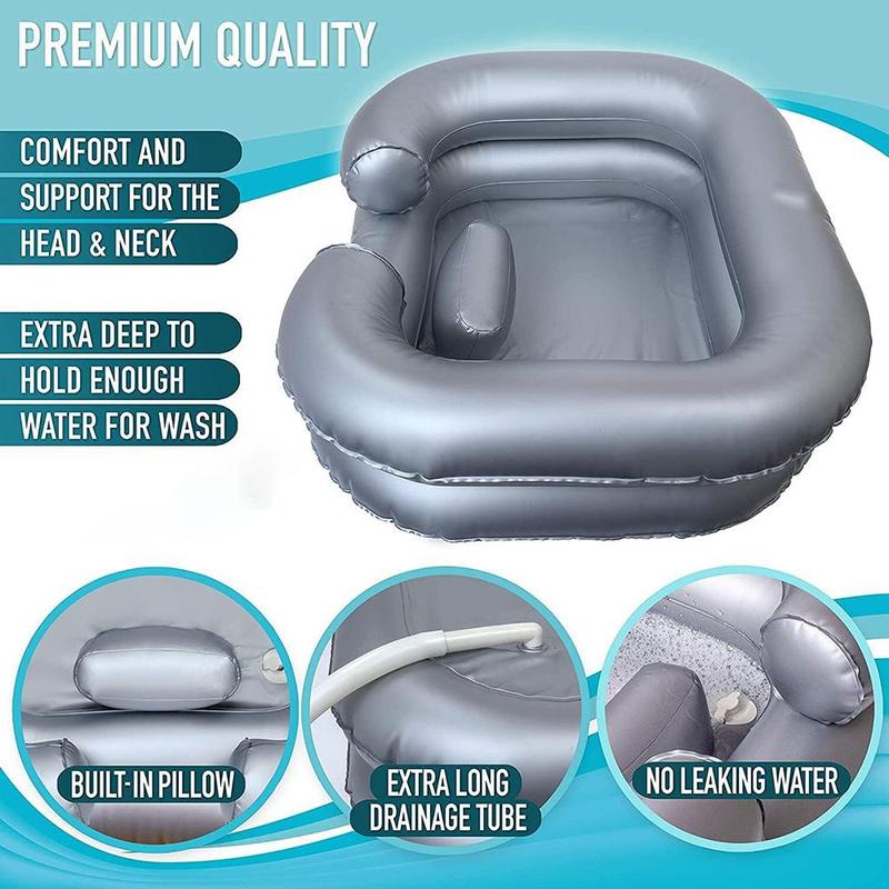 Inflatable Hair Washing Basin, 1 Count Multifunctional Portable Hair Washing Basin with Neck Support Pillow, Home Supplies for Bathroom